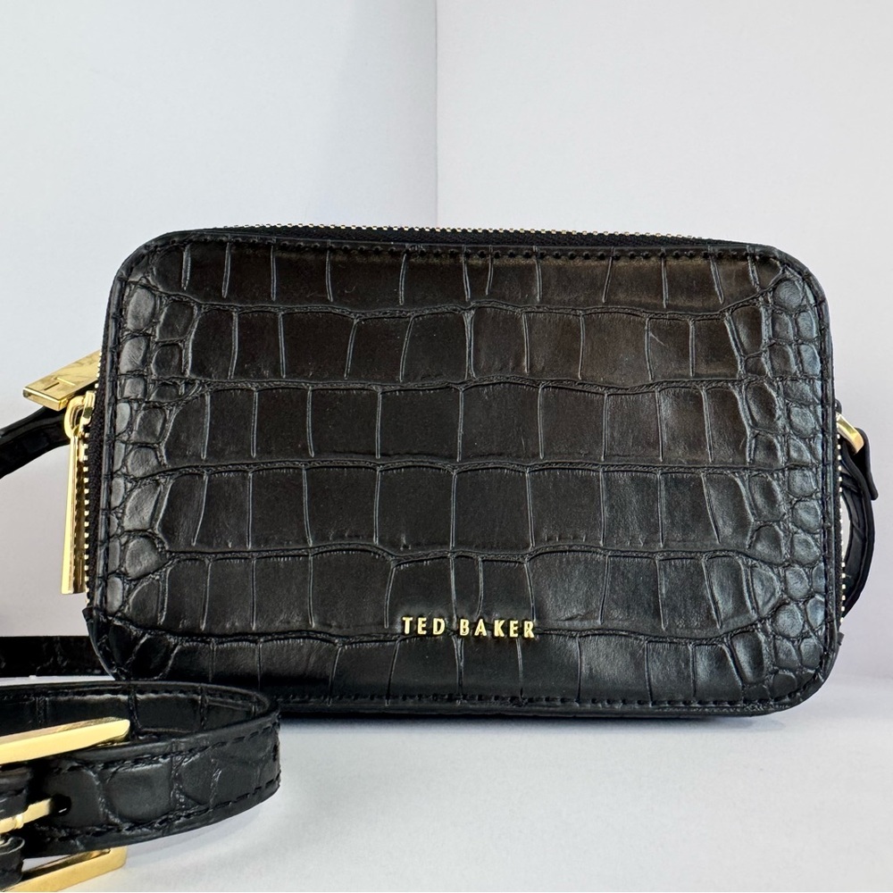 Ted Baker Black Croc Embossed Crossbody Bag
